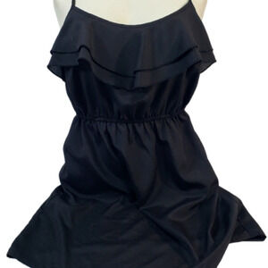 Forever 21 Long Black Ruffled Blouse